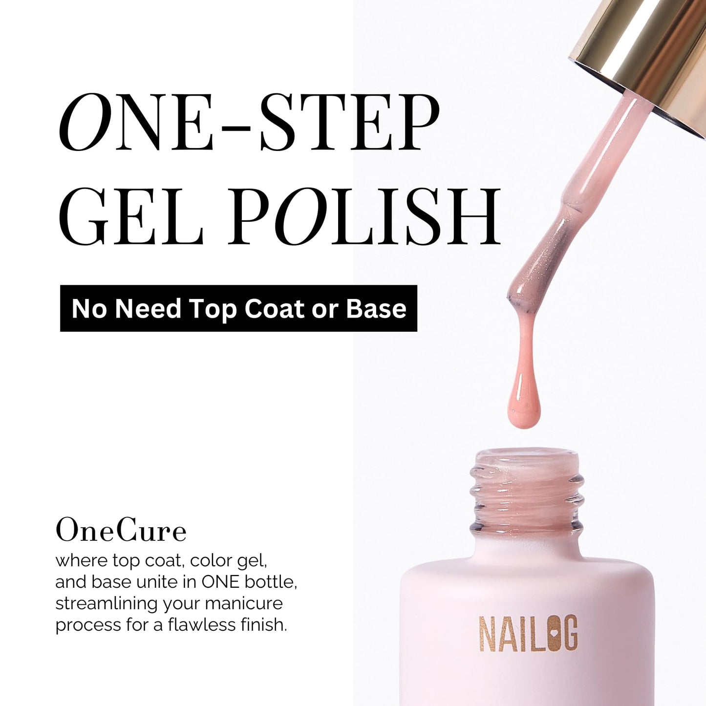 NAILOG Gel Nail Polish Set - 4 Colors Top Coat Color Gel Base 3-In-1 Soak Off UV Gel Polish Kit for Home DIY & Birthday Gifts for Women | Rosewood, Rose Pink, Peach, Pearlescent