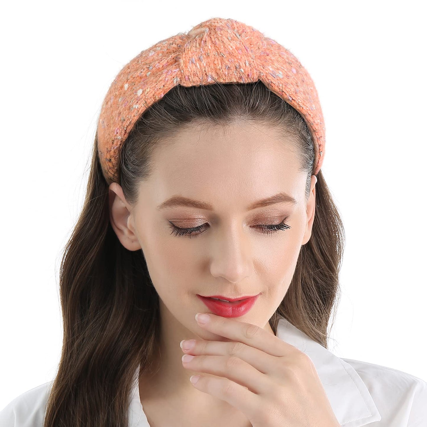 QIANXUAN Fabric Headbands For Women'S Hair Fashion Solid Color Headbands For Girls Woven Women Hair Accessories Knitting Wide Soft Lady Turban Top Knotted Glam Hairbands