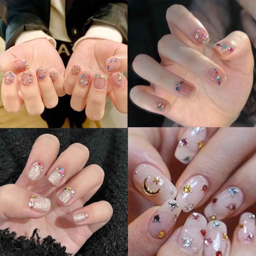 LBPEPAMZ 2000PCS Colorful Rhinestones Nail Art Charms Multi Shape Crystal Flat Back Nail Gems 3D Mini Heart Star Flower Nail Diamonds Kawaii Nail Crafts Acrylic Nail Rhinestone Diamonds for Women Nail