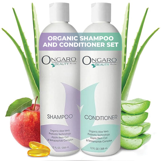 Ongaro Beauty Sulfate-Free Organic Shampoo and Conditioner Set for Women and Men, Hair Care with Aloe Vera - Cruelty-Free, Non-Toxic, Nourishing Solution for All Hair Types - 12 oz