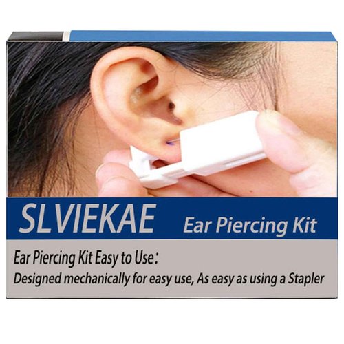 SLVIEKAE Ear Piercing Kit, Disposable Ear Piercing Gun with Preloaded Ear Stud, at Home Self Ear Piercing Gun Kit - 4mm CZ Earrings Stud