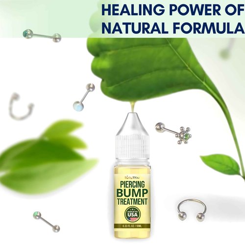 BodyJ4You Piercing Keloid Bump Removal - Natural Oil Piercing Bump Treatment - Nose Septum Belly Ear Cleaner Soothing Skin Recovery Solution - Safe Care New Piercing Reduce Scars - 4 x 0.33 Fl Oz