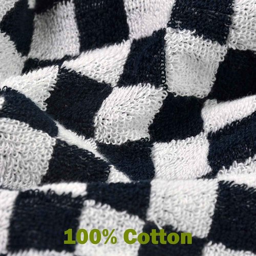 Jacquotha Wash Cloths Checkered 4 Pack (Black and White) - Cotton Washcloths for Face Body, 13 x 13 Inches Daily Cleansing Kitchen Towels
