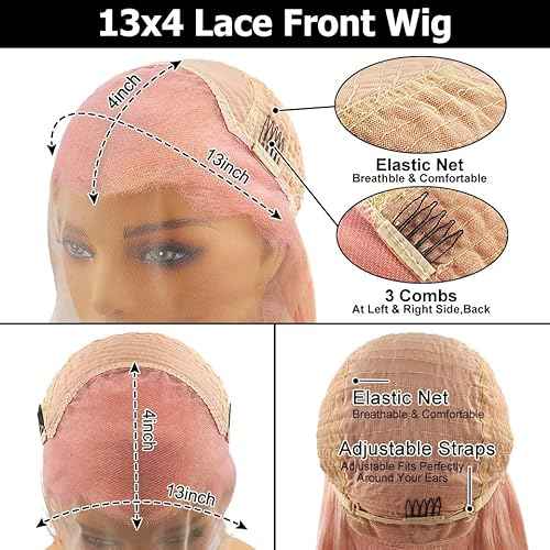 School Day Candy Pink Human Hair Wig Colored Body Wave Lace Front Wig Virgin Hair 13x4 UHD Transparent Swiss Soft Lace Preplucked Brazilian Hair 18"