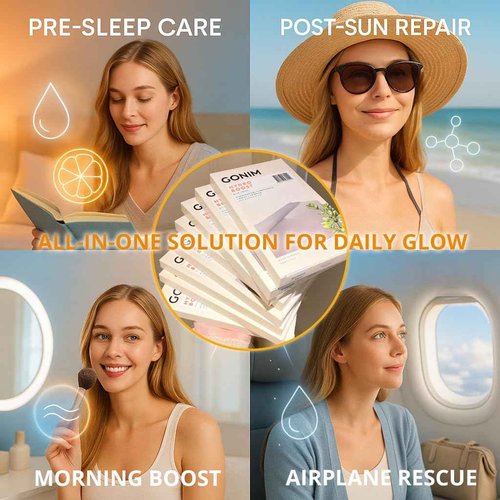 GONIM Face Mask Korean Skin Care with Hyaluronic Acid Serum, Collagen Activation, Vitamin C-Face Masks Skincare Hydration, Moisturizing Sheet Mask, Travel Essentials, Korean Face Mask 30ml x15pcs