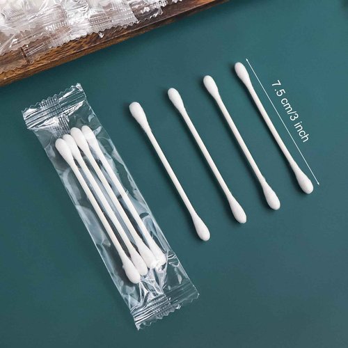 500 Pack Cotton Swabs, Individually Wrapped Cotton Swab, Individually Wrapped Double Tipped Paper Sticks for Ear, Make-up (500 Pack(4pcs per Bag))
