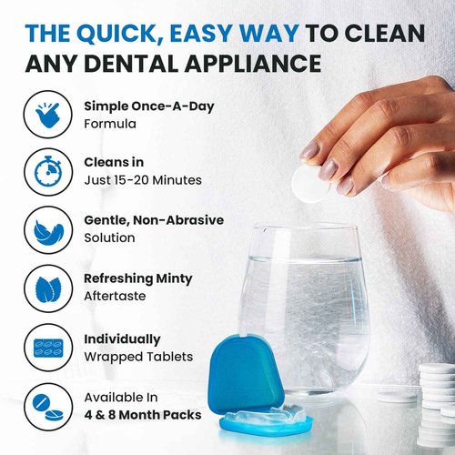 240 Units Retainer and Denture Cleaning Tablets (8 Months Supply) - Cleaner Removes Plaque, Stains from Dentures, Retainers, Night Guards, Mouth Guard, Aligners and Removable Dental Appliances
