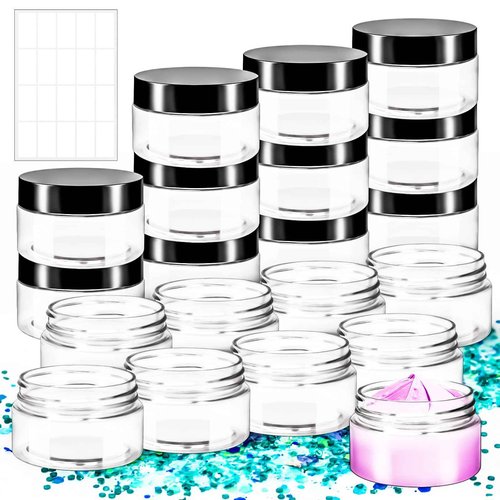 MotBach 20 Pack 4oz Plastic Jars with Lids, 120ml Round Clear Cosmetic Containers Makeup Jars,Travel Size Containers Jar for Lotion Cream Eyeshadow Samples Ointment Salve Balm Powder Travel Storage