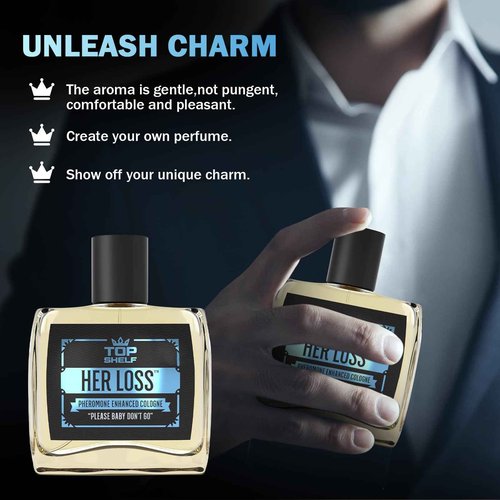 Top Shelf Her Loss Cologne for Men (𝐏𝐡𝐞𝐫𝐨𝐦𝐨𝐧𝐞 𝐄𝐧𝐡𝐚𝐧𝐜𝐞𝐝) - 1.7 Fl Oz Long Lasting Herloss Perfume Para Hombre, Natural Herbal Scent - Awaken Raw Instinct, Her Loss Perfume Attract Her