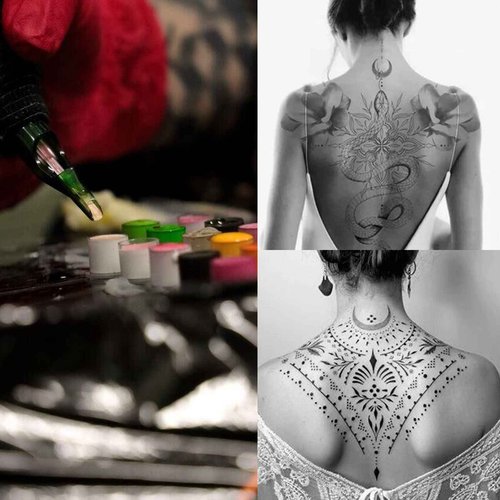 Yangna Tattoo Ink Cups & Gloves Kit - 300pcs Mixed Size Ink Caps (11/14/17mm) + 100pcs Black Nitrile Tattoo Gloves Disposable Professional Tattoo Supplies for Artists & Apprentices