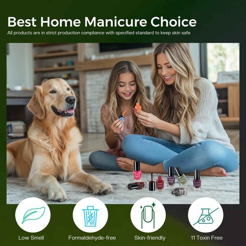 Morovan Dark Nail Polish Set: Glitter Green Dark Red Black Hot Pink Brown Shimmer Fingernail Polish Kit Air Quick Dry Nail Pack Winter Christmas Nail Art Manicure Gift Holiday Party for Women Girls