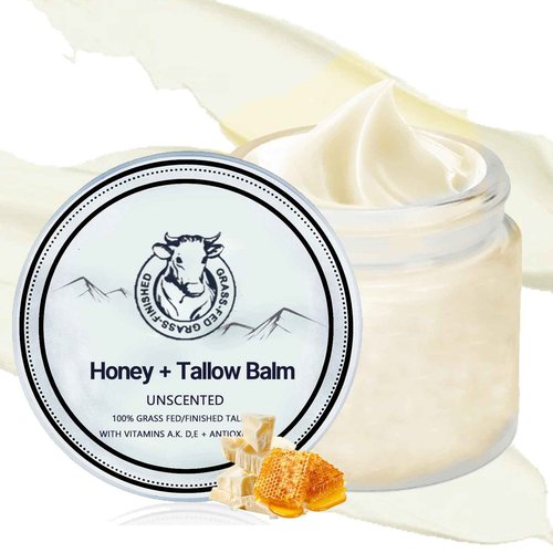 NEWUREHO Grass Fed Honey & Tallow Balm, Grass Fed Beef Tallow Manuka Honey Cream, Miracle Tallow Balm Face and Body For Skin, Organic Moisturizing Cream Smooth Skin