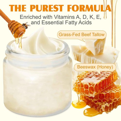 NEWUREHO Grass Fed Honey & Tallow Balm, Grass Fed Beef Tallow Manuka Honey Cream, Miracle Tallow Balm Face and Body For Skin, Organic Moisturizing Cream Smooth Skin