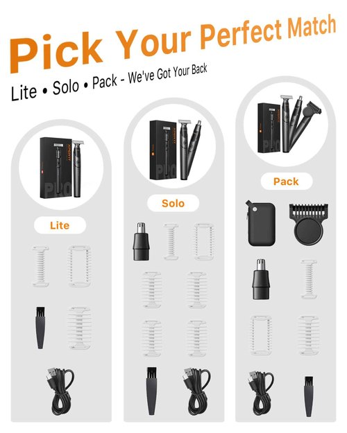 [2025 Upgraded] Body & Nose Hair Trimmer Kit, [All-in-One] Travel Beard Electric Shaver for Men, USB-C Fast Charging, Rechargeable Painless Razor Cordless Waterproof Wet/Dry, Black(Solo)