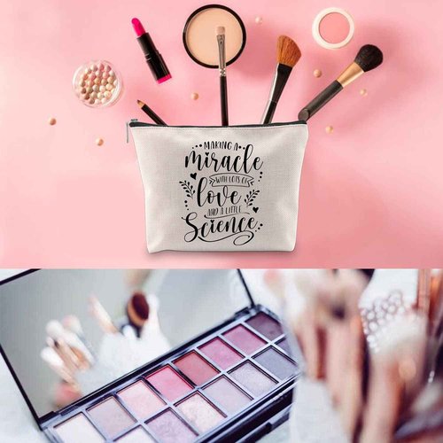 WCGXKO IVF Mom Gift Infertility Warrior IVF IUI Makeup Bag Making A Miracle With Lots Of Love And A Little Science (Making A Miracle)