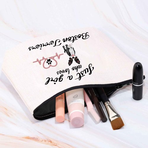 Boston Terrier Makeup Bag Just a Girl who Loves Boston Terriers Gifts Cosmetic Bag Zipper Pouch Travel Toiletries Bag Boston Terrier Lover Owner Gifts (Boston Terrier bag)