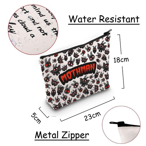 JXGZSO Mothman Cryptid Cosmetic Bag Cryptozoology Gift Mythical Mothman Monster Makeup Bag Mothman Lover Gift