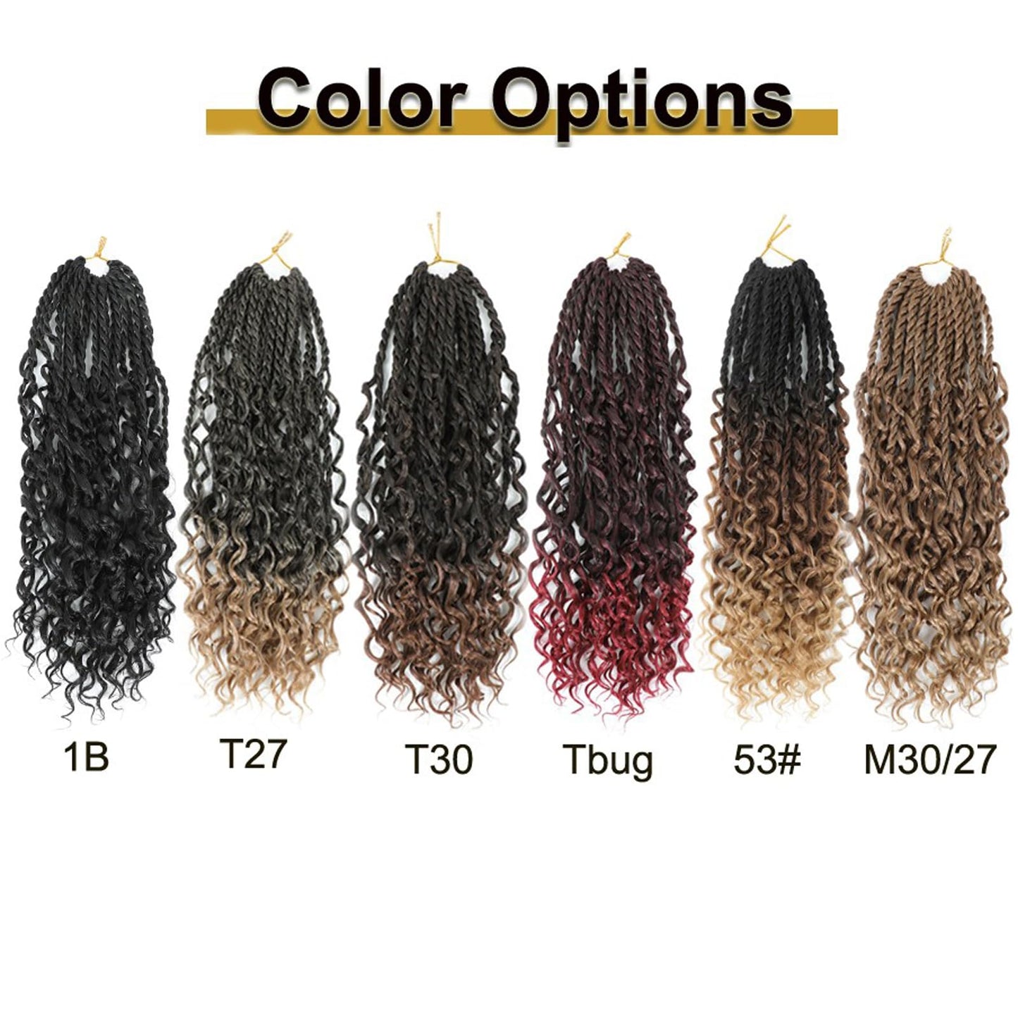 Goddess Twist Braids Crochet Hair With Curly Ends Senegalese Twist Braids Crochet Braids 6 Packs black brown light brown Crochet Braids Synthetic Braiding Hair Extension for Black Women (18inch, 53#)