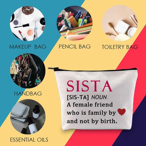 MNIGIU Sista Cosmetic Bag Afro Women Gift Black Girl Gift SisterHood Makeup Zipper Pouch Bag for African American Girl (SISTA)