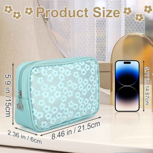 bytaoqipet TSA Approved Green Travel Makeup Bag for Women - Waterproof Compact Toiletry Pouch with Zipper, TSA compliant Cosmetic Organizer for Gym, Travel, Gym Bag (7.9x5.9x2in)