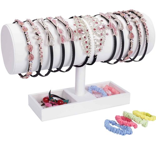 SYYSY White Leather Headband Holder Organizer Storage Headband Stand Display Baby Headband Organizer for Girls Women
