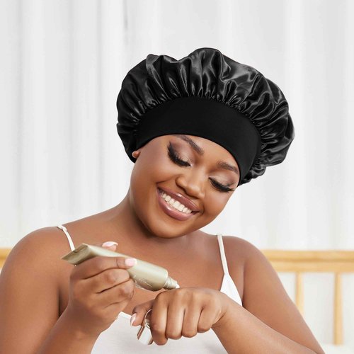 Satin Bonnet Silk Hair Bonnet for Sleeping Women Men Night Cap Sleep Bonnet Hat Hair Cap 9 Pack with Wide Band, Multicolor