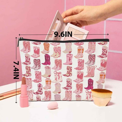 Western Makeup Bag Western Gifts for Women Western Stuff Country Girl Gifts Cowgirl Gifts Boots Gifts Pink Cowboy Boots Gifts Birthday Christmas Friend Gifts Western Cosmetic Bag