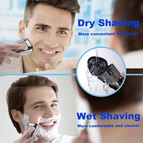 Electric Razor for Men with an Extra Head,Waterproof Electric Shaver, Rechargeable Cordless Shavers,USB-C Fast Charging,LED Display,Wet/Dry