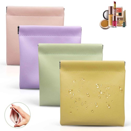 Muswelf 4.72″x4.72″ Small Pouches for Purse, 4PCS Cute Snap Closure Storages, Mini Organizer for Inside Large Makeup Bag, Organize Cosmetic, Lipstick, Jewelry, Card, Coins in Women's Handbag/Travel