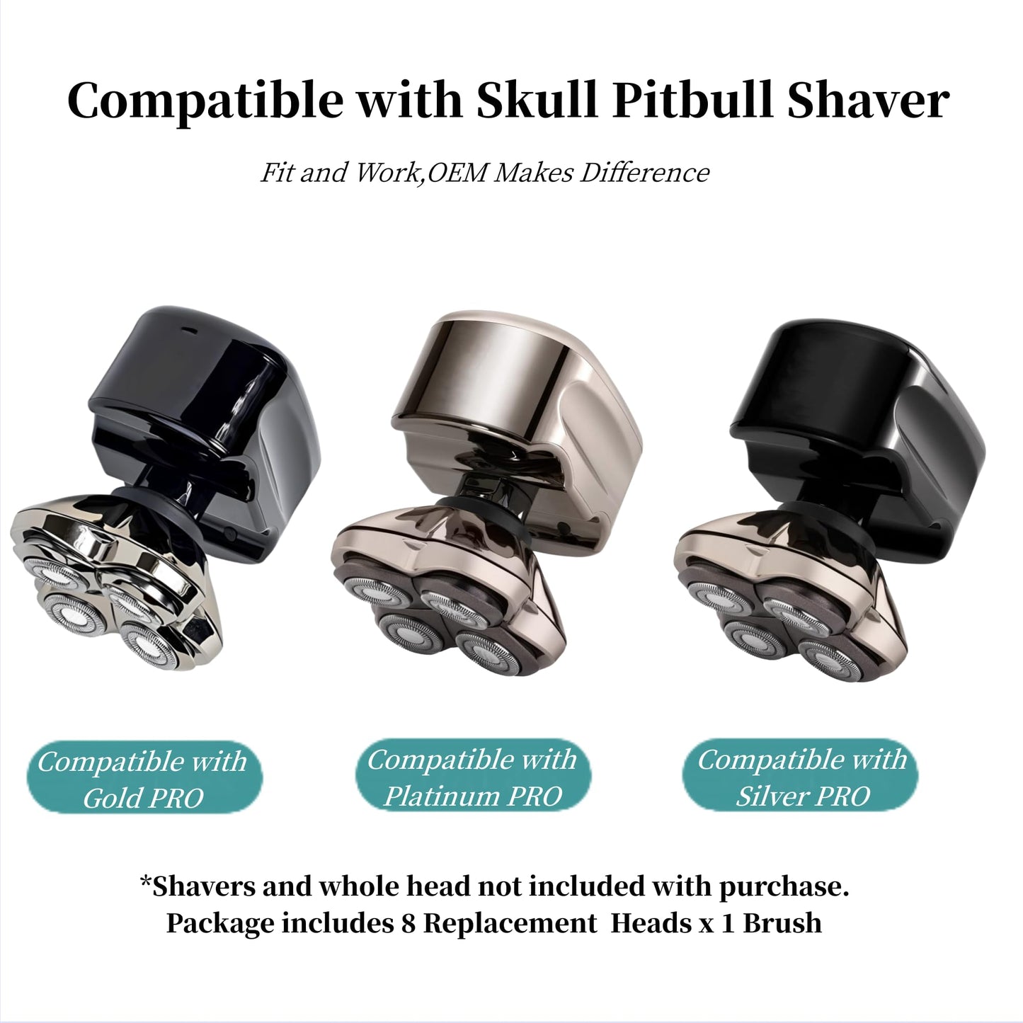 Shaver Replacement Blades for Pitbull Skull Shaver Replacement Blades,Compatible with Skull Carver Pitbull Gold PRO/Platinum PRO/Silver PRO Pitbull Gold Replacement Blades 4 Head,with Brush,8 Pcs.…