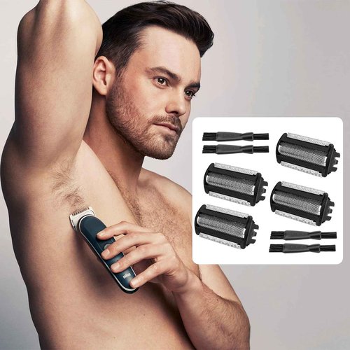 4 Piece BG2000 Replacement Head for Philips Norelco Bodygroom Series 7000 (BG7030, BG7040) & Series 5000 (BG5025) Shaver Foil, with Compatible Blade Combs