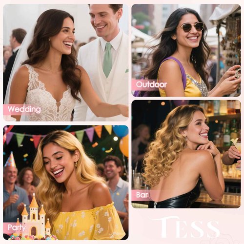 TESS Clip in Hair Extensions Human Hair with Single Clip Lace Weft Straight Highlight Add Volume 6 Pcs 6 Clips, 14 Inch, Chocolate Brown Mixed Light Brown
