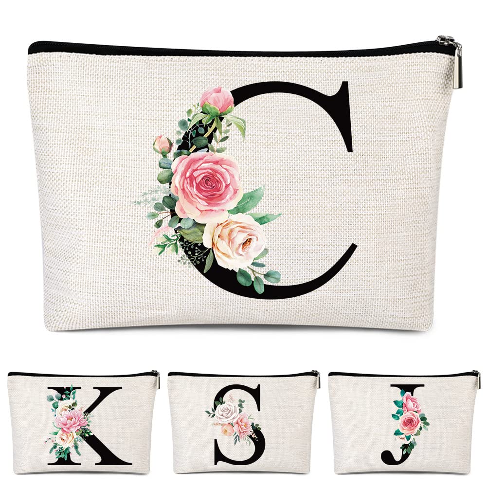 Pyotivol Monogrammed Makeup Bag for Women, Small Personalized Cosmetic Make Up Toiletry Pouch for Purse with Trendy Aesthetic Design, Ideal Travel Period Gift for Friends Bridesmaids