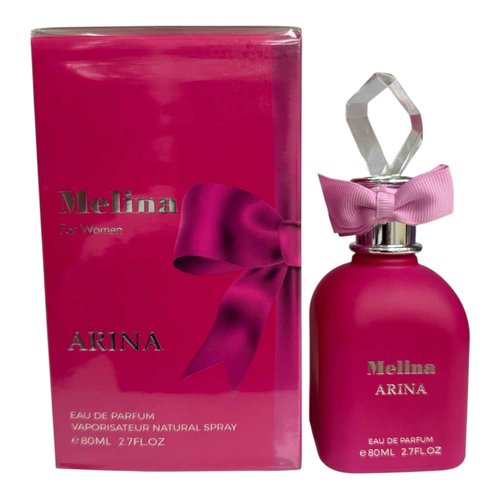 Melina Arina Eau de Parfum for Women, 2.7 FL OZ, Fresh Scent with Crystal Cap and Bow Design