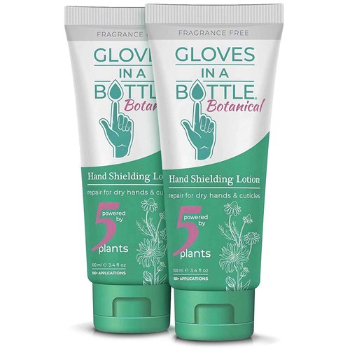 Gloves In A Bottle Shielding Lotion - Great for Dry Itchy Skin! Grease-less and Fragrance Free! Second Skin for Hands & Body (3.4 Fl Oz (Pack of 2), Botanical)
