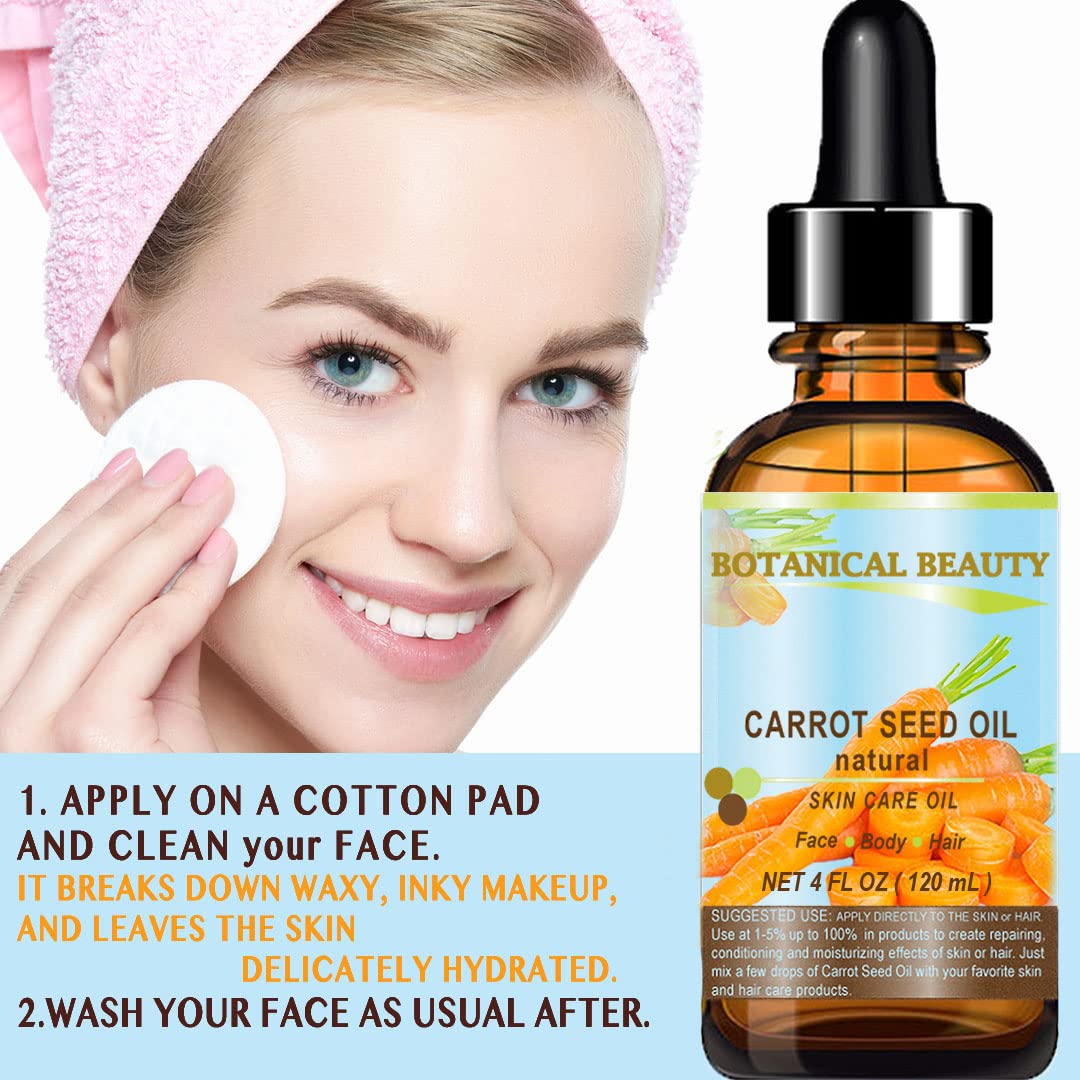 CARROT SEED OIL 100 % Natural Cold Pressed Carrier Oil. 0.33 Fl.oz.- 10 ml. Skin, Body, Hair and Lip Care. "One of the best oils to rejuvenate and regenerate skin tissues.” by Botanical Beauty