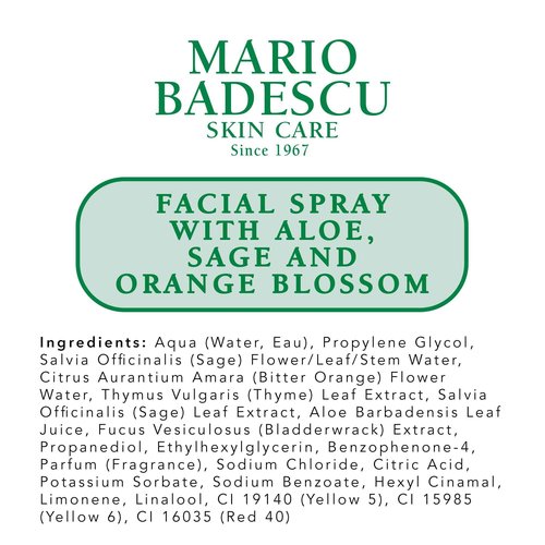 Mario Badescu Facial Spray with Aloe, Sage and Orange Blossom for All Skin Types | Face Mist That Hydrates & Uplifts | 8 FL OZ & 4 FL OZ Combo