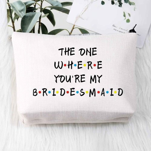 BDPWSS Bridesmaid Gift from Bride Bridesmaid Makeup Bag For Friend Sister Wedding Party Cosmetic Bag Bridal Shower Gift Bridesmaid Proposal Gift Bachelorette Party Favors (the bridesmaid CB)