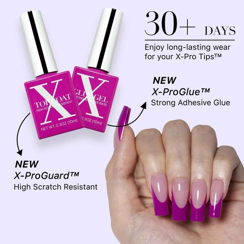 SXC Cosmetics French Tip Press On Nails – Purple Series, Medium Square, X-Pro Tips Starter Kit | 150PCS, 15 Sizes, 5 Styles, Beginner-Friendly
