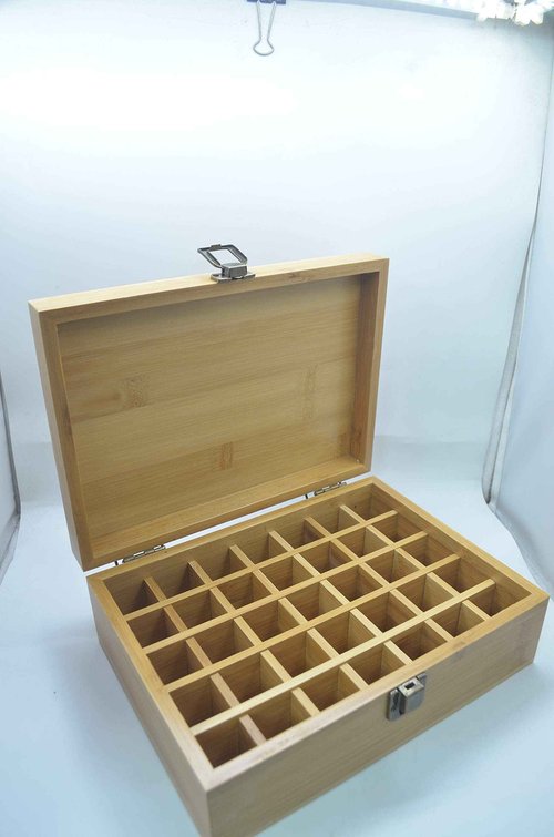 Pure Vie Essential Oil Bamboo Storage Box Travel Display Presentation, Holds 35 Bottles for 5, 10, 15ml - Aromatherapy Organizer Nail Polish Fragrance Container #1 - Keep Your Oils Safe & Space Saver