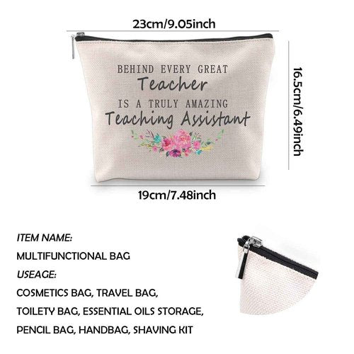 WCGXKO Teaching Assistant Gift Teacher's Aide Gift Teaching Assistant Zipper Pouch Cosmetics Bag Appreciation Gift (AMAZING Teaching Assistant)