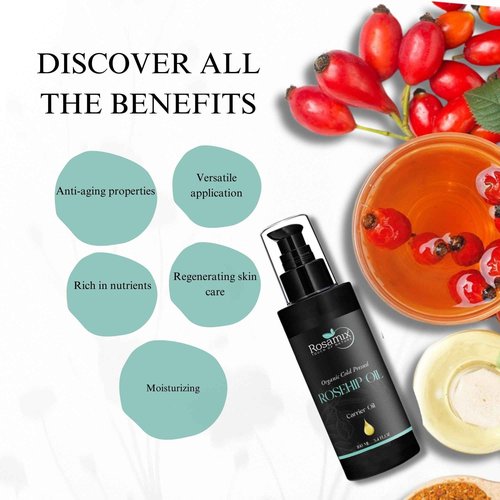 COLD PRESSED ROSEHIP OIL - 100% Pure and Natural Moisturizing Face, Hair, Body, Skin Care, 100ml