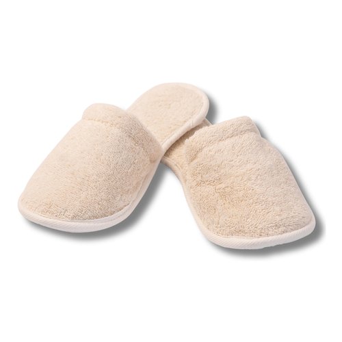 Natural Toweling Slippers - GOTS Certified 100% Organic Cotton, Ultra Soft, Machine Washable Indoor Slippers for Bath and Home S Size US (6-7 Women/5-6 Men)