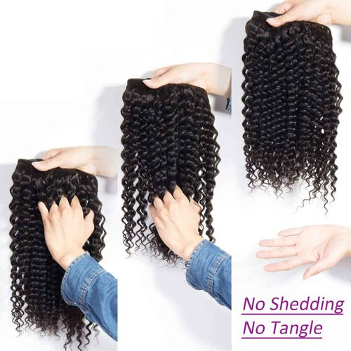Deep Wave Human Hair Bundles 10 12 14 Inch 100% Unprocessed Brazilian Virgin Human Hair 3 Bundles for Women Wet and Wavy Hair Extensions Natural Black