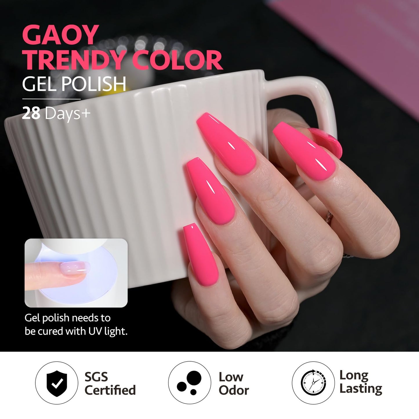 GAOY 23 Pcs Gel Nail Polish Kit, Bright Neon Rainbow Colors UV Gel Nail Polish Set with Glossy & Matte Top Coat and Base Coat for Nail Art DIY Gel Nail Kit