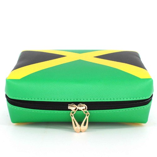 RGYLION Makeup Bag Travel Toiletry Bag Makeup Bag for Women PU Leather Waterproof Make up Bag for Women Girls Jamaica Flag Rasta Reggae Letter Afro（Jamaica