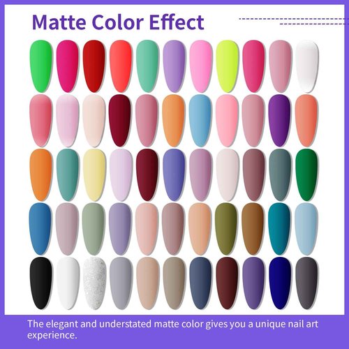 JODSONE 60 Bottles of Gel Nail Polish Kit with U V Light 55 Kinds of Gorgeous and Charming Gel Polish Kit 5 Pieces Soak off Glossy Matte Top Coat Base Coat