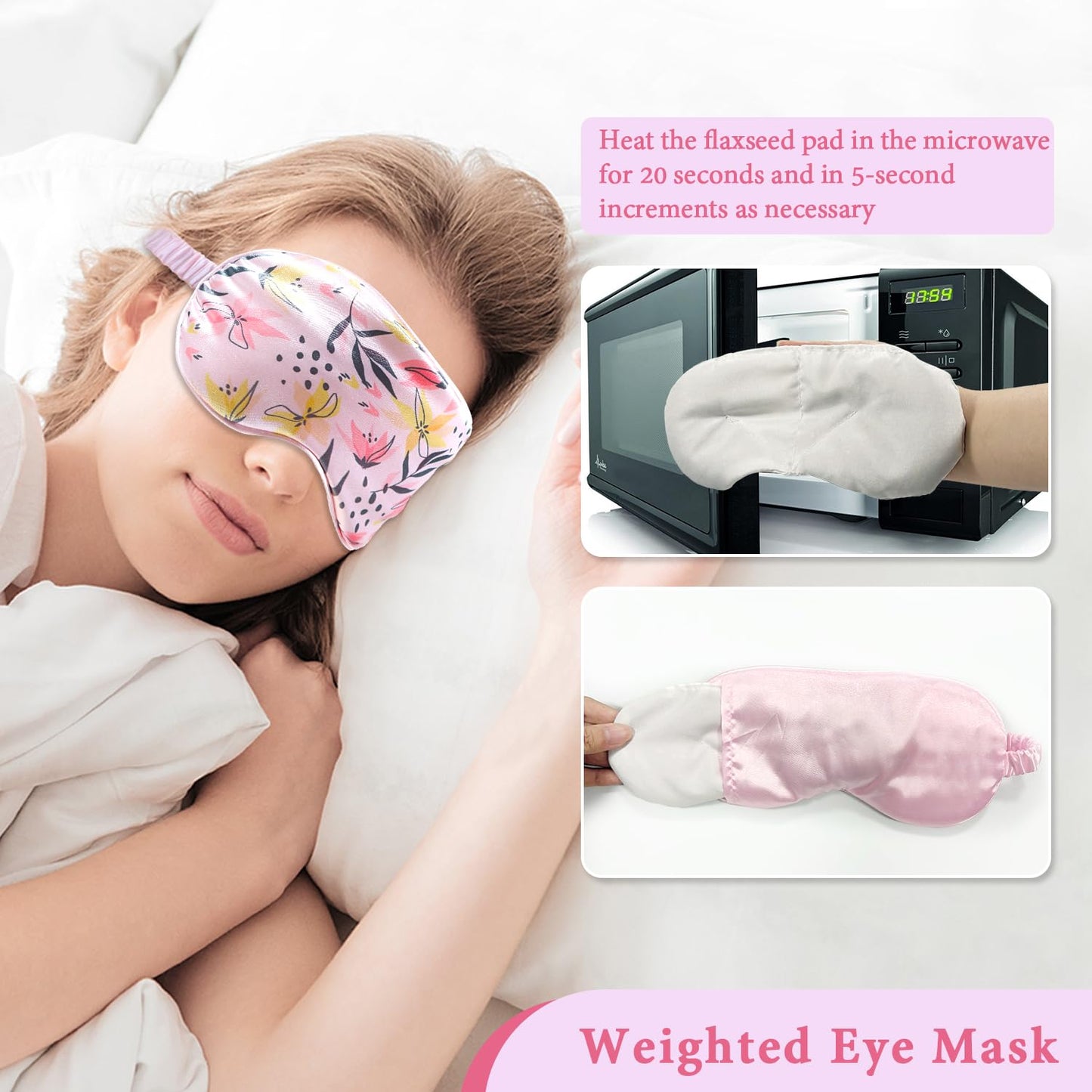 Cooling Eye Mask,Gel Eye Mask for Dark Circles,Migraines,Eye Surgery,Warm Compress for Eyes,Eye Mask for Dry Eyes,Blepharitis & Stye Eye Treatment,3 in 1 Weighted Eye Mask for Sleeping(Pink)