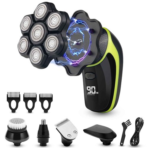 Magnetic 7D Head Shavers for Bald Men, Telfun Waterproof Hypoallergenic Electric Head & Body Shaver, Wet/Dry Shaving, Type-C Fast Charging, LED Display, Rechargeable Razor for Men & Women, Ideal Gift