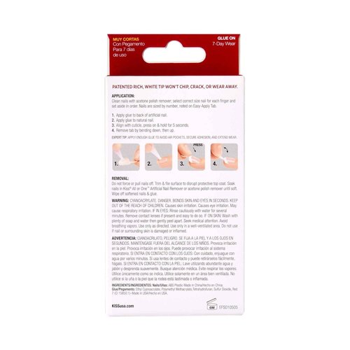 Kiss Everlasting French Tip 28 Full Nails Kit Real Short, String of Pearls EF09 (3-Pack)